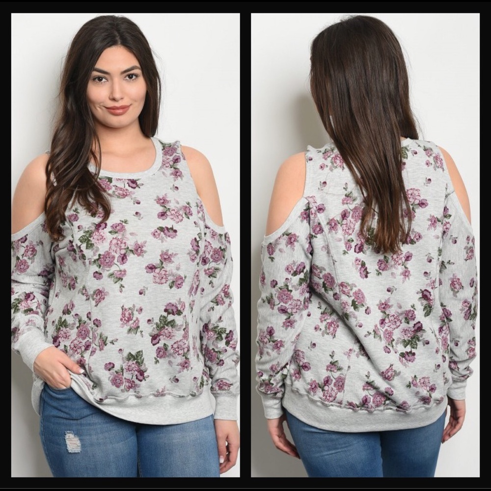 Floral Cold Shoulder Sweater - Picture 5 of 6